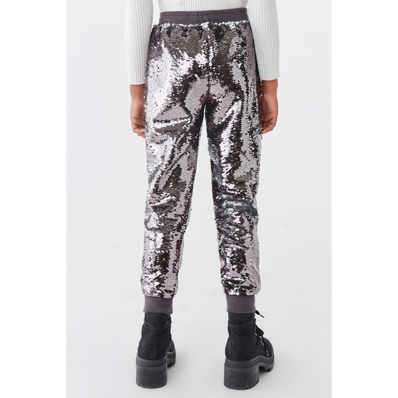 Gunmetal Sequin Kids Joggers - Picture 3 of 6